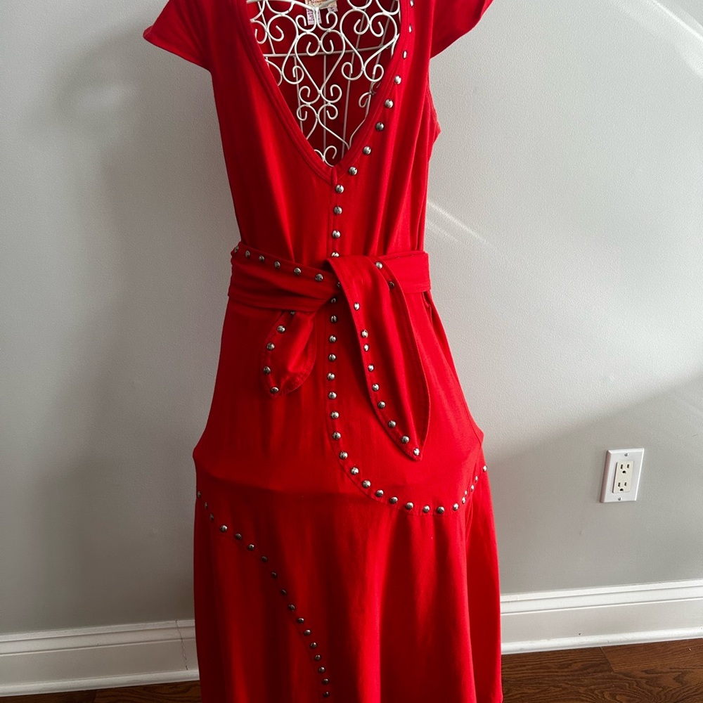 Plenty by Tracy Reese Red Maxi Dress with Studded Accents